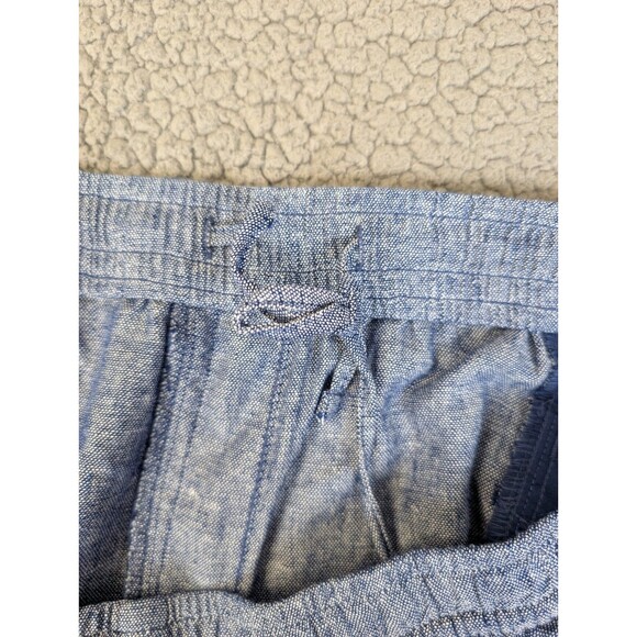 Old Navy Pants Womens L Blue High Rise Straight Tape Chambray Linen Blend Crop - Picture 4 of 11